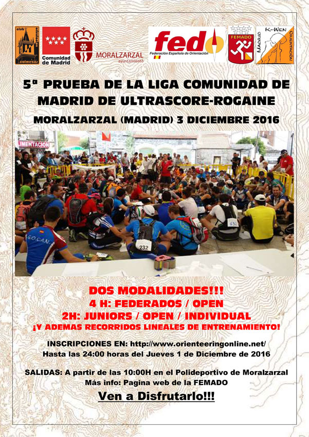 Liga Comunidad de Madrid de Ultrascore-Rogaine 2016